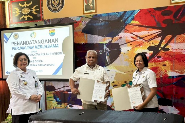 Perkuat Reintegrasi Sosial, Bapas Ambon Teken PKS dengan Disperindagnaker dan DLH SBB