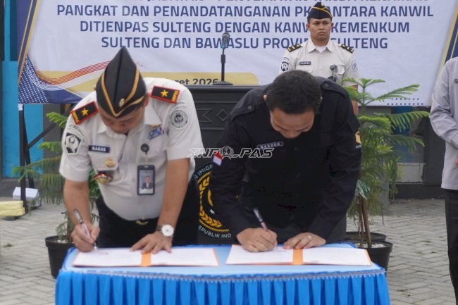 Perkuat Pembinaan Warga Binaan, Kanwil Ditjenpas Sulteng Teken PKS dengan Bawaslu dan Kemenkum