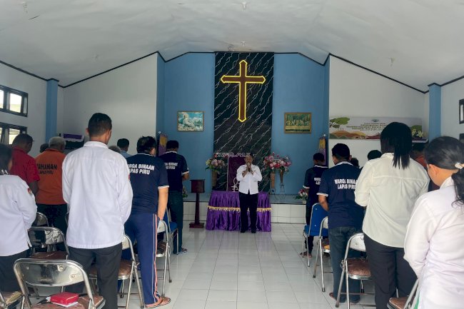Perkuat Iman Warga Binaan, Lapas Piru-Kemenag SBB Gelar Pembinaan Kerohanian Kristen