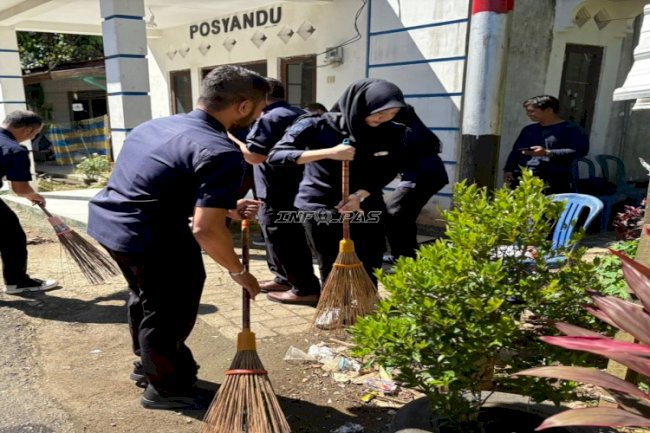 Baksos HBP Ke-62, Lapas Narkotika Karang Intan Bersihkan Posyandu Desa Lihung