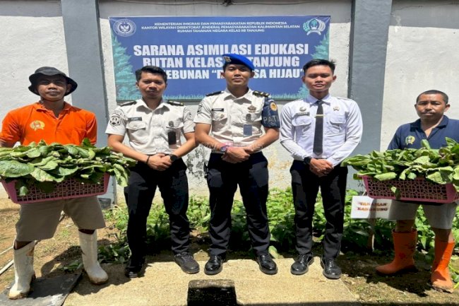 Wujudkan Pembinaan Kemandirian, Rutan Tanjung Panen 100 Ikat Sawi