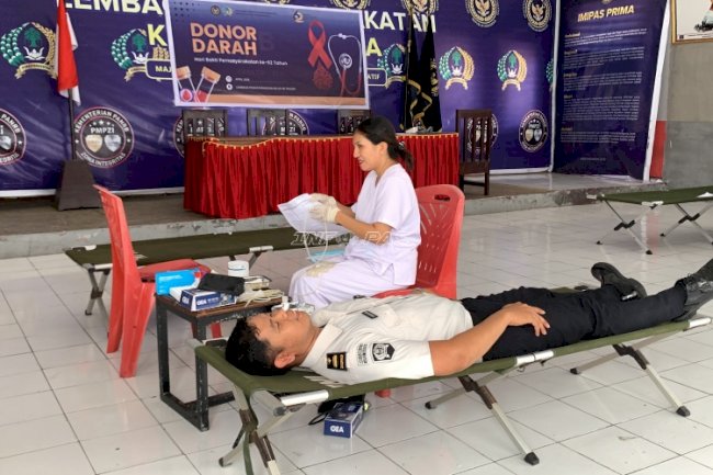 Peduli Sesama, Lapas Tahuna Gelar Kegiatan Donor Darah Sambut HBP Ke-62