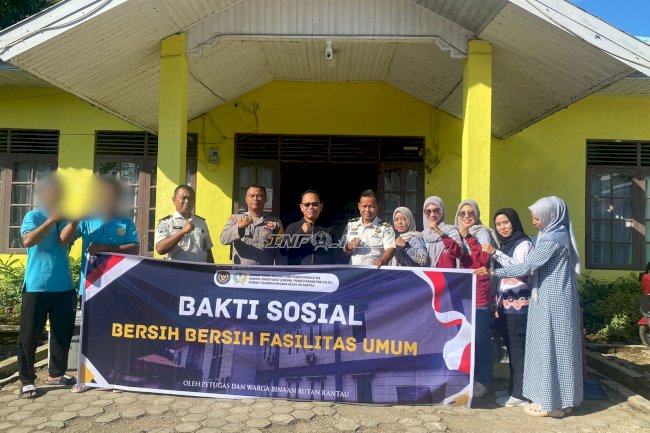 Warga Binaan dan Petugas Rutan Rantau Kompak Bersihkan Fasilitas Umum di Rangda Malingkung