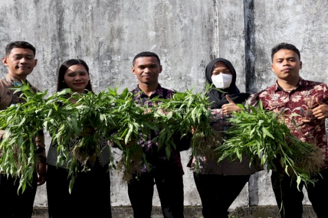 Lahan Tidur Jadi Kebun Produktif, Lapas Ambon Panen 20 Ikat Kangkung