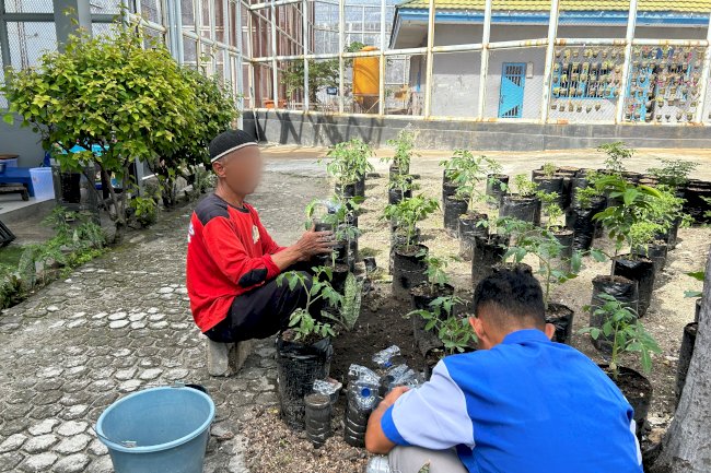 Warga Binaan Lapas Luwuk Sulap Botol Plastik Bekas Jadi Pot Gantung Sayuran