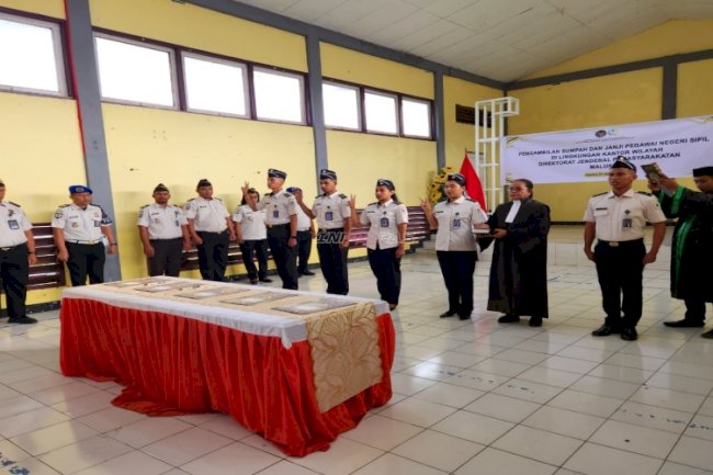Perkuat Jajaran Pemasyarakatan Maluku, ASN Lapas Tual Diambil Sumpah ASN