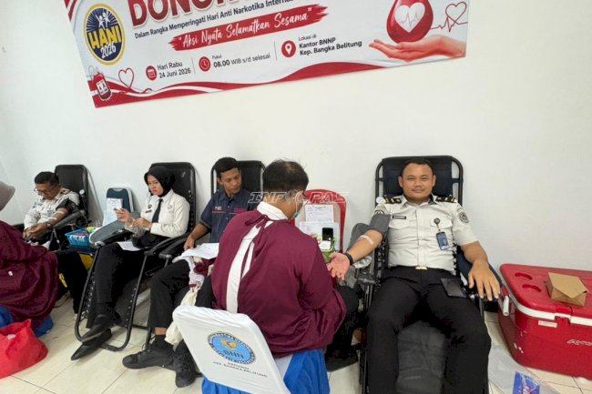 Peringati HANI, Petugas LPKA Pangkalpinang Ikut Donor Darah di BNNP Babel