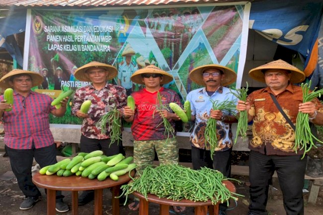 Lapas Bandanaira Panen Mentimun dan Kacang Panjang, Perkuat Sinergi Wujudkan Ketahanan Pangan