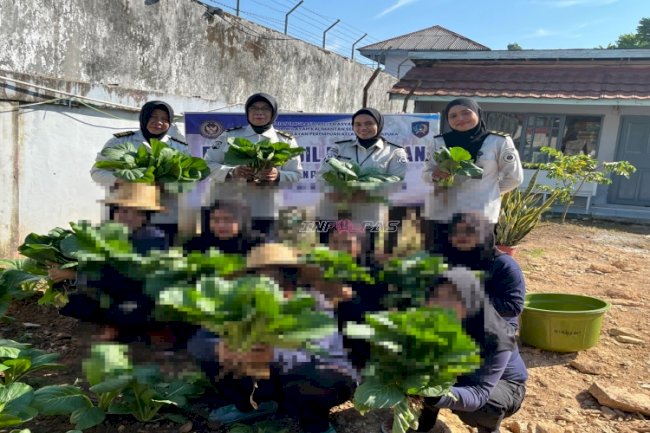 Panen Sawi Warnai Pembinaan Kemandirian di Lapas Perempuan Martapura