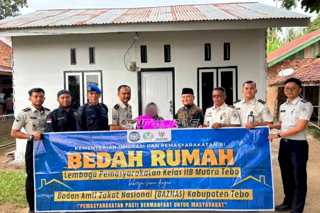 Lapas Muara Tebo dan BAZNAS Tebo Rampungkan Bedah Rumah Warga Desa Bedaro Rampak