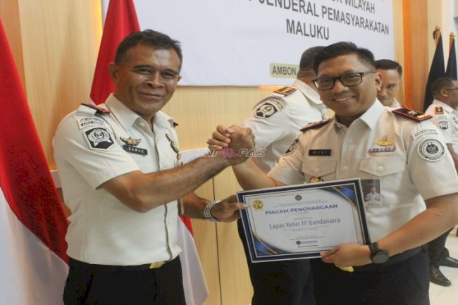 Lapas Bandanaira Raih Dua Penghargaan pada Anev Kinerja Kanwil Ditjenpas Maluku