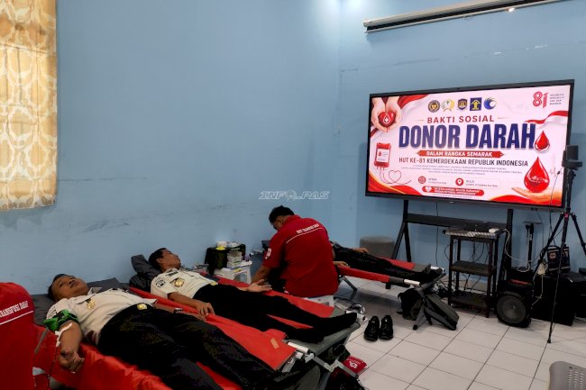 Sambut HUT Ke-81 RI, Donor Darah Ditjenpas Sulteng Kumpulkan 75 Kantong Darah