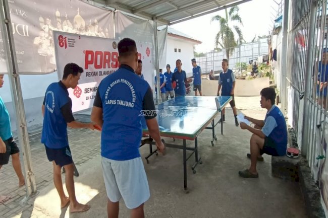 Warga Binaan Lapas Tanjung Semarakkan HUT Ke-81 RI lewat Lomba Tenis Meja