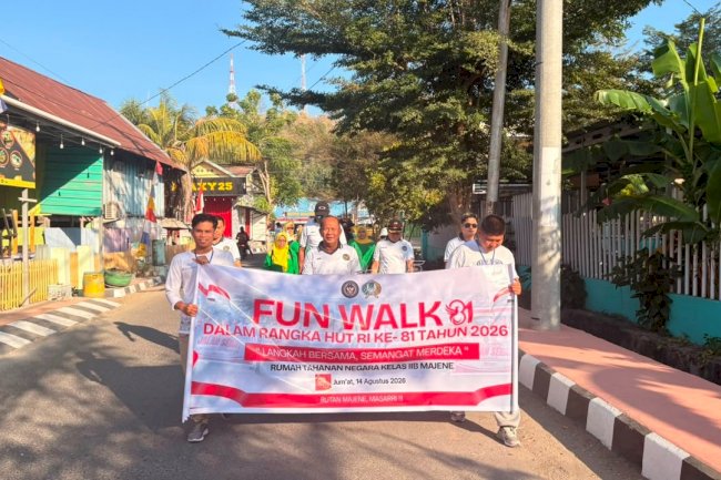 Semarak HUT Ke-81 RI, Rutan Majene Gelar Fun Walk Bersama PIPAS