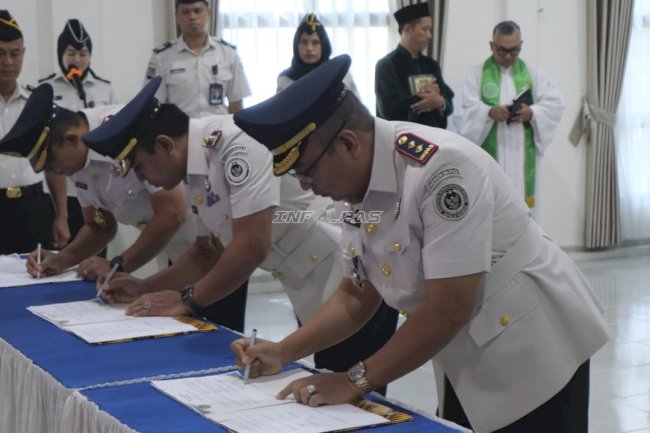 Lantik 4 Kalapas Baru, Kakanwil Ditjenpas Babel Tekankan Inovasi dan Kepemimpinan Responsif