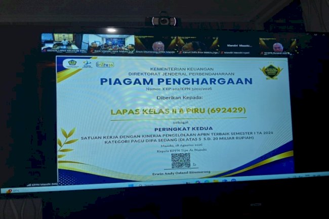 Lapas Piru Raih Peringkat II Terbaik Pengelolaan APBN pada Nusa Ina Treasury Awards 2026