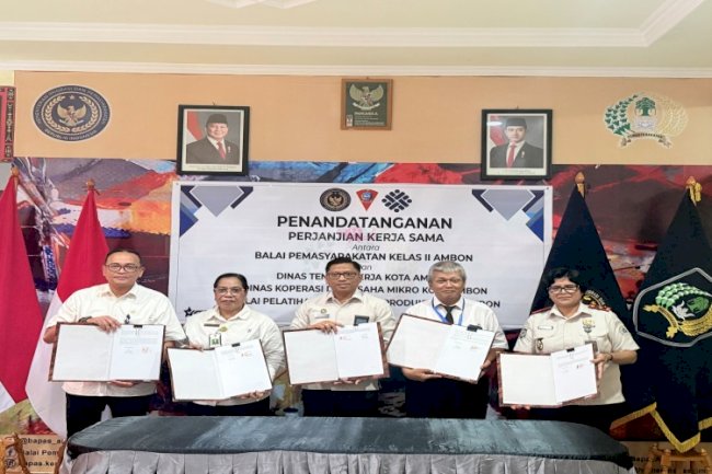 Dorong Klien Pemasyarakatan Mandiri, Bapas Ambon Jalin PKS Bidang Ketenagakerjaan, UMKM,  dan Vokasi