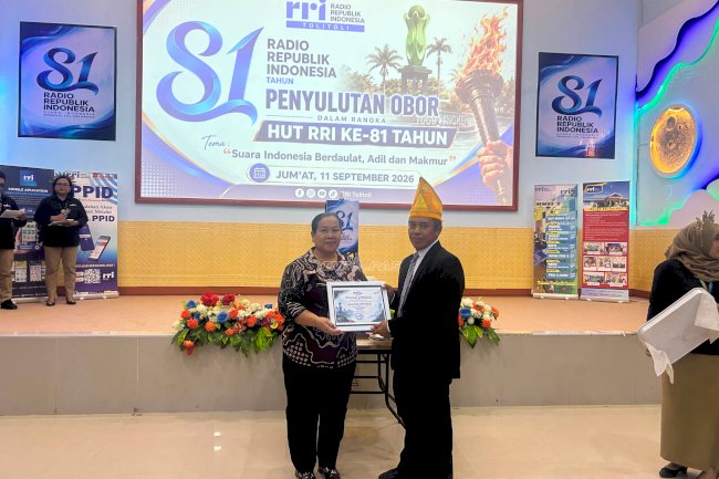 Lapas Tolitoli Hadiri Penyulutan Obor HUT Ke-81 RRI, Terima Piagam Apresiasi