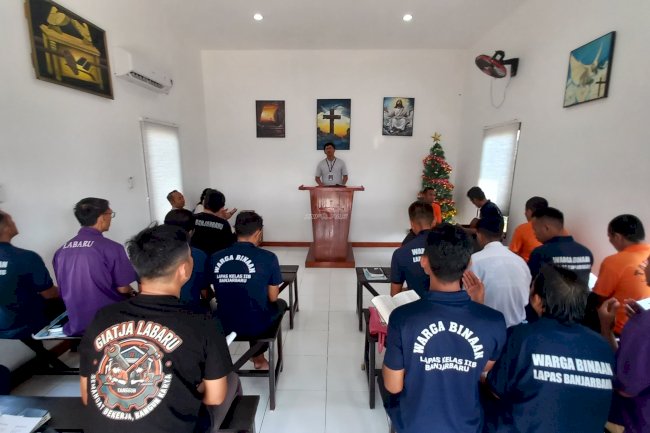 Rutin Gelar Kebaktian, Lapas Banjarbaru Perkuat Pembinaan Spiritual Warga Binaan