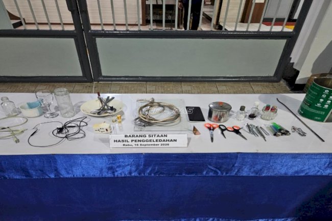 Lapas Ambon bersama APH Lakukan Razia Kamar Hunian dan Tes Urine Warga Binaan