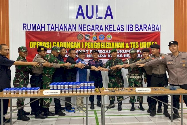 Rutan Barabai Gelar Razia Gabungan dan Tes Urine bersama APH