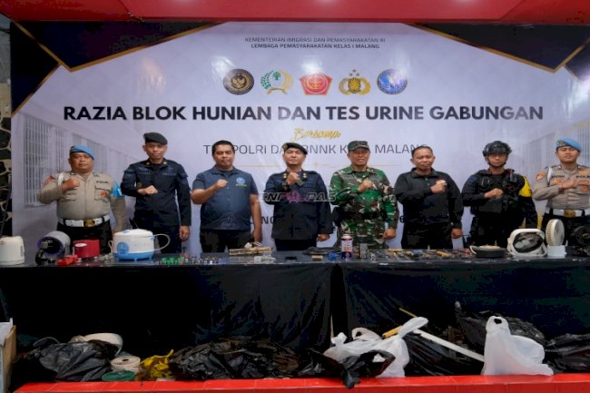 Lapas Malang Libatkan TNI, Polri, dan BNN Laksanakan Razia Blok dan Tes Urine 