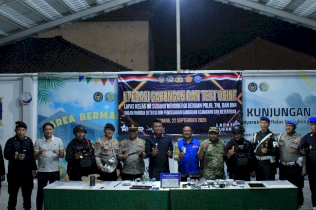 Lapas Subang Gelar Razia Gabungan serta Tes Urine bersama TNI, Kepolisian, dan BNNK Sumedang 