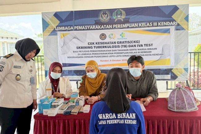 Jaga Kesehatan Warga Binaan, Lapas Perempuan Kendari Gelar Skrining TB dan IVA Test
