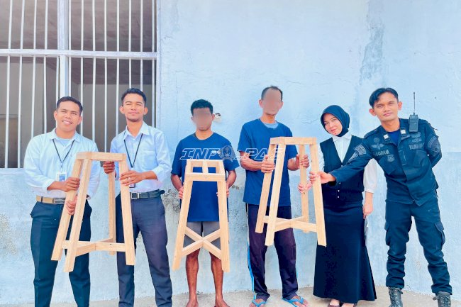 Lapas Geser Ajari Warga Binaan Olah Limbah Kayu Jadi Dudukan Pot