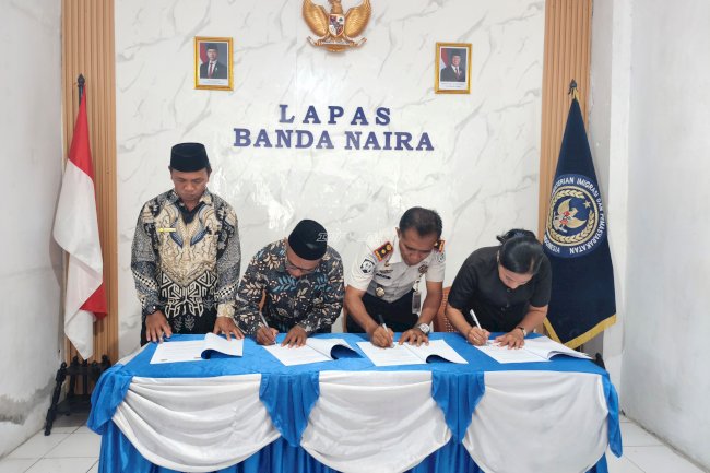 Perkuat Pembinaan Keagamaan, Lapas Bandanaira Teken PKS dengan KUA Banda dan GPM Naira
