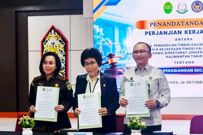 Perkuat Sinergi Antarpenegak Hukum, Kanwil Ditjenpas Kaltim Dukung Optimalisasi Persidangan Elektronik