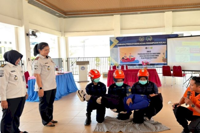 Lapas Perempuan Kendari Gandeng Basarnas Kota Kendari Simulasikan Penanggulangan Bencana dan Evakuasi Darurat